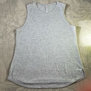 Athleta gray white striped loose tank Large